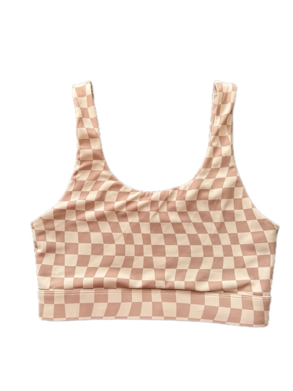 WILO Checkerboard Sports Bra in Beige and Cream Size M